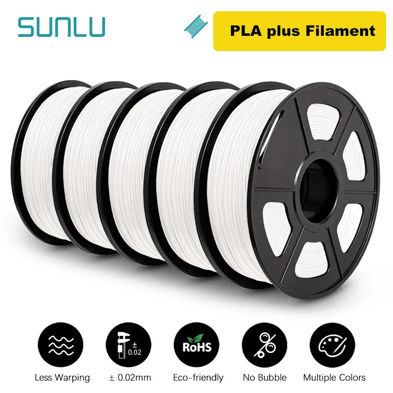 thumbnail image 1 of SUNLU 5KG 3D PLA/PETG/PLA PLUS/Filamento transparente 1,75 mm 5 rollos 1KG Impresora 3D Filamento 3D perfectamente enrollado para impresora 3D y bolígrafo 3D, 1 of 5