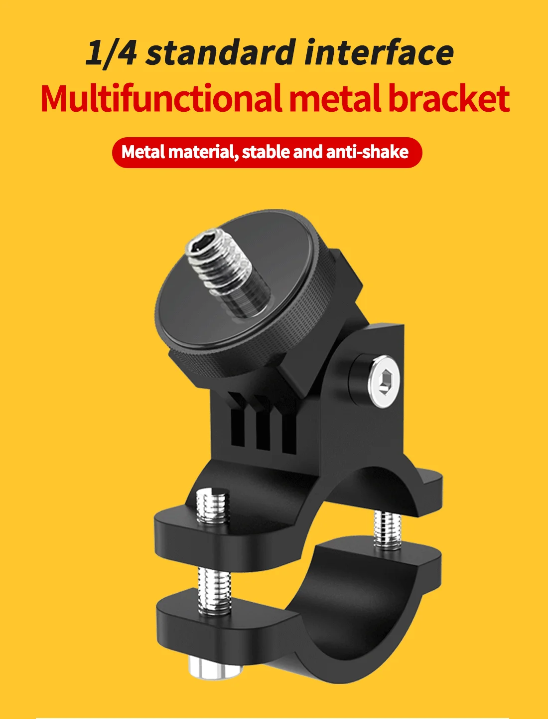 Metal Cycling Bike Mount Motorcycle Handlebar Holder 1/4 Screw for GoPro 10 9 8