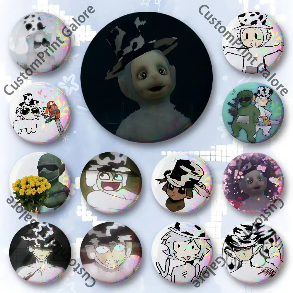 S-Slendytubbies Enamel Pin Tinplate Round Brooch - Cosplay Nijigen Otaku Culture Collectible