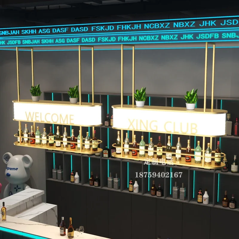 Wine Rack Hanging Cabinet Bar Counter Hanging Restaurant Storage Rack Wine Cabinet Display Bar Furniture