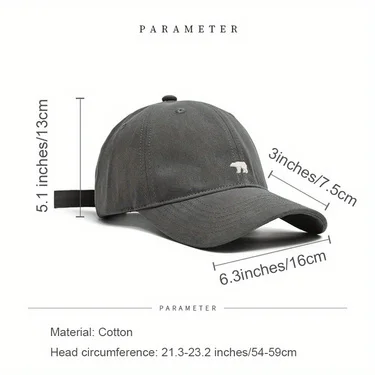 Stilvolle Baseballkappe mit Bärenstickerei, Sonnenschutz, atmungsaktiv, verstellbar, ideale Freizeitmütze für Herren und Damen, Unisex-Baseballkappe – Detail 2