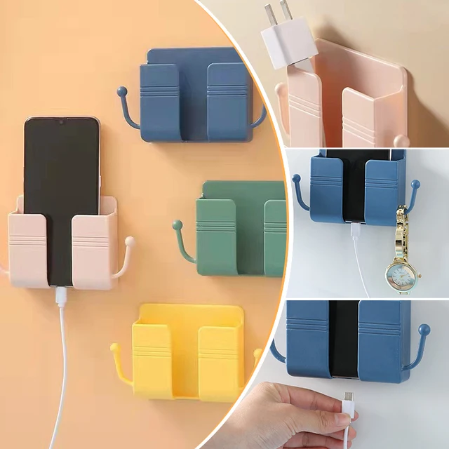 Többfunkciós Lyukasztó Ingyenes Falra Szerelt Tárolódoboz Tv Távirányító Mobiltelefon -Dugó Töltő Tartó Hasznos