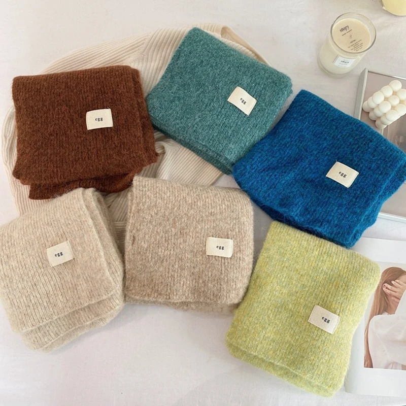 

New Cashmere Scarves Lady Winter Thicken Warmer Soft Classic Fashion Shawls Wraps Female Pure Color Knitted Long Scarf For Women