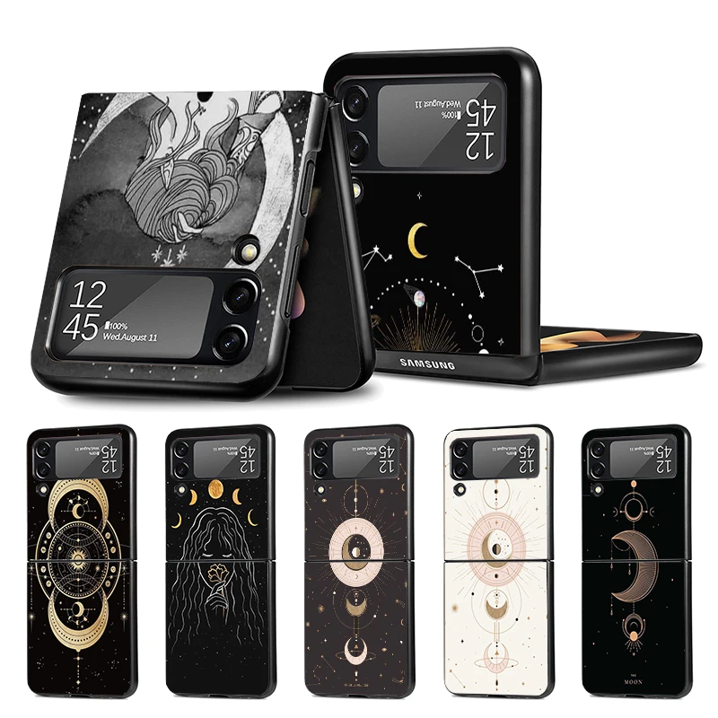 Moon Mystery Totem Witche Z Flip 4 Z Flip 4 Phnoe Case Per Samsung Z Flip 3 5 5G Black Hard Shell Galaxy Zflip3 Zflip4 Zflip5