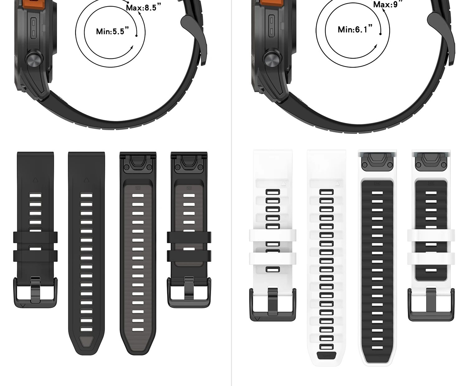 QuickFit 20 22 26 mm Fenix 8 Uhrenarmband für Garmin Fenix E 8 47/51/43 mm 7 7X 6 6X Pro Epix Gen2 Enduro2 3 Silikonarmband – Detail 12