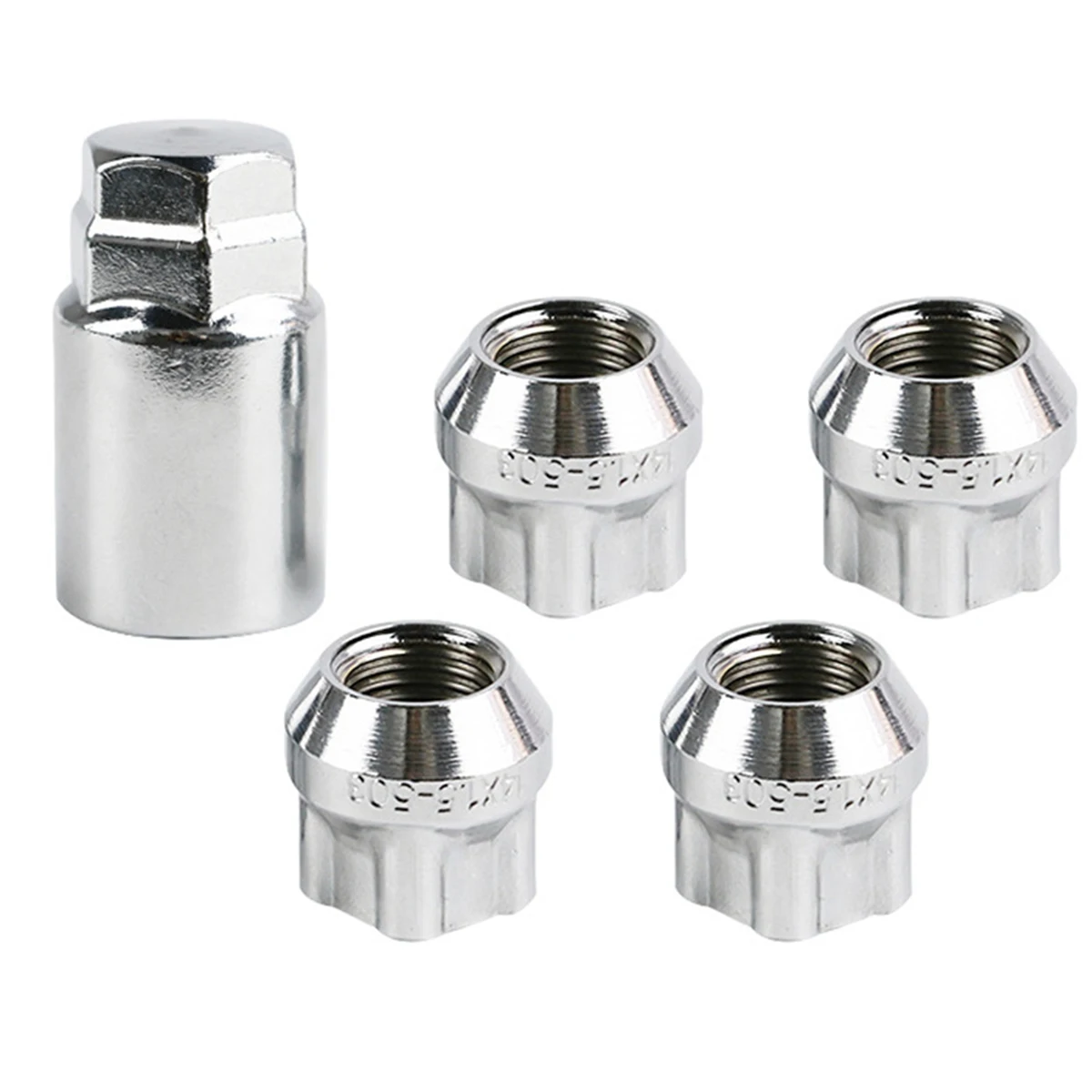 

4Pcs Chrome M14X1.5 Anti-Theft Wheel Lock Lug Nut Cone Seat Wheel Locks+Keys for Tesla Model S/3/X/Y Wheels M14 x 1.5