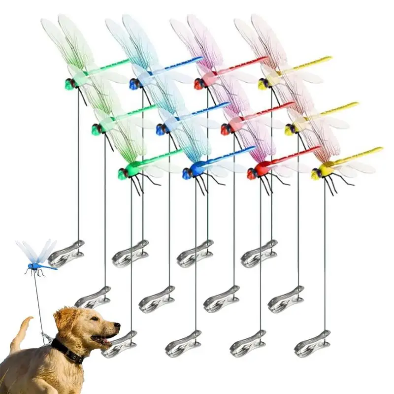 Dragonfly Decoration Garden Art Decor 12Pcs Dragonfly Hat Clip Realistic Decoys Simulation Garden Stake Decorate Outdoor Realistic Outdoor 3D Decorative Clips