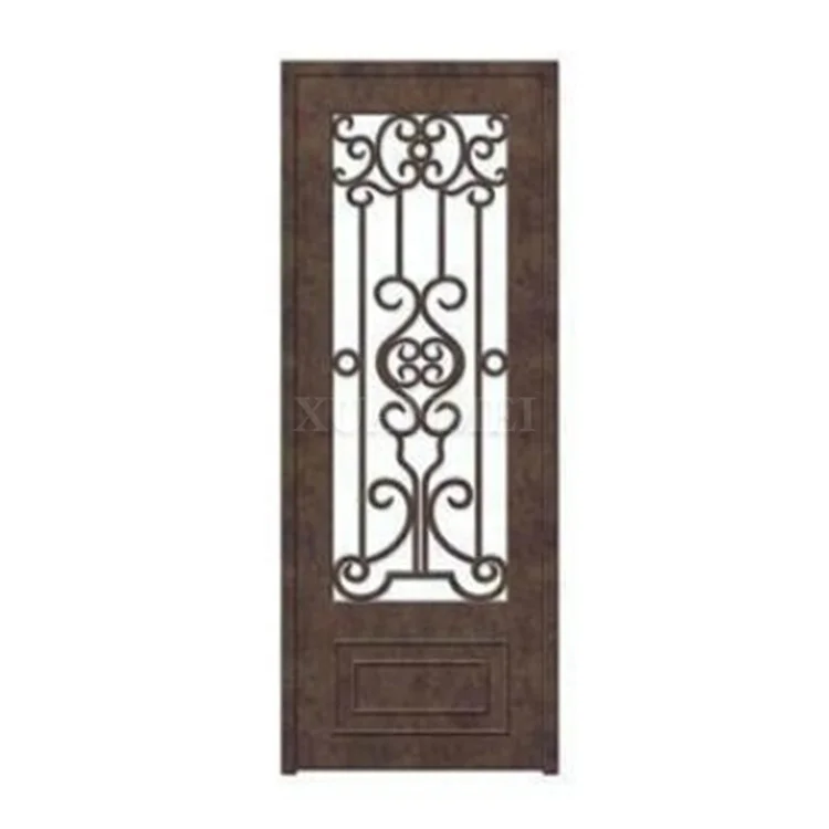 Beautiful iron grill door design main entrance wrought iron single door 4