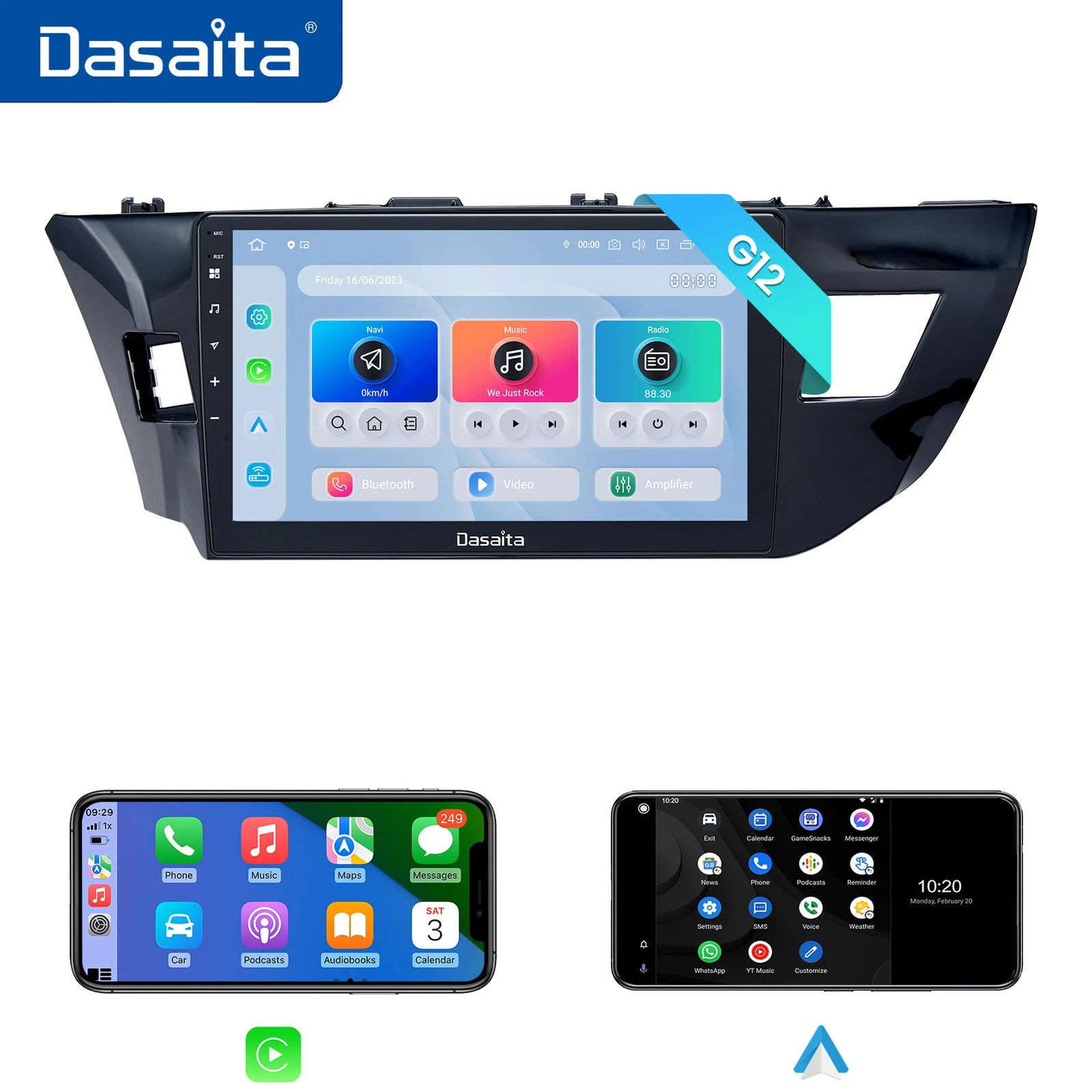 

Dasaita Car Stereo for Toyota Corolla 2014-2016 LHD Qualcomm 665 10.2" QLED 8+256 Head Unit Wireless Carplay Android Auto Radio