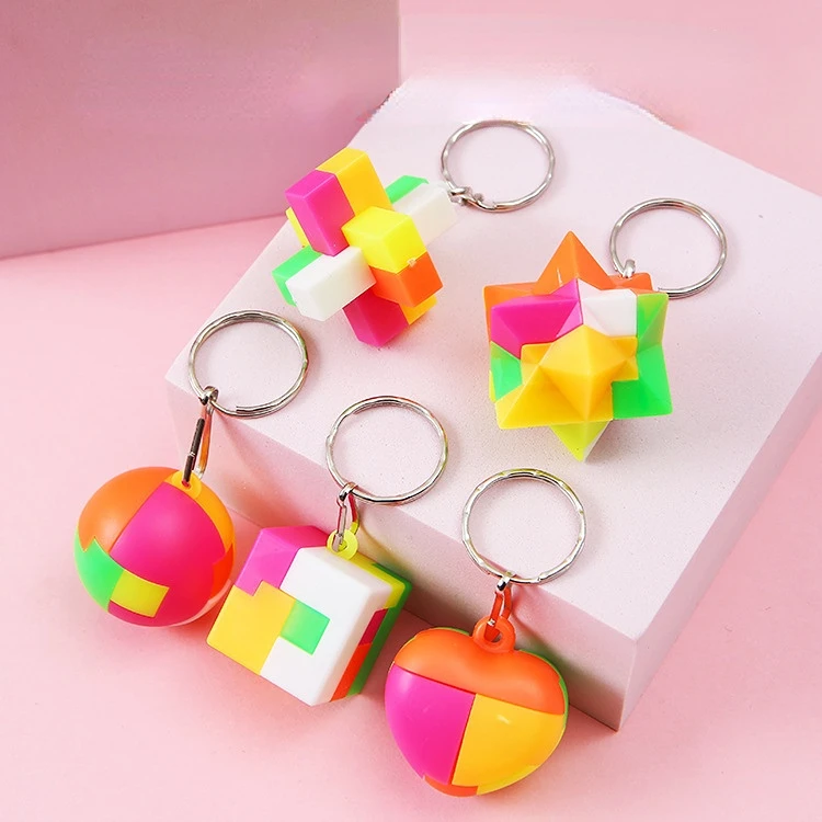 

4Pcs Kids Magic Balls Cube Puzzle Game Toy with Key Chain Fun IQ Brain Teaser Lu Ban Lock Educational Montessori Toys