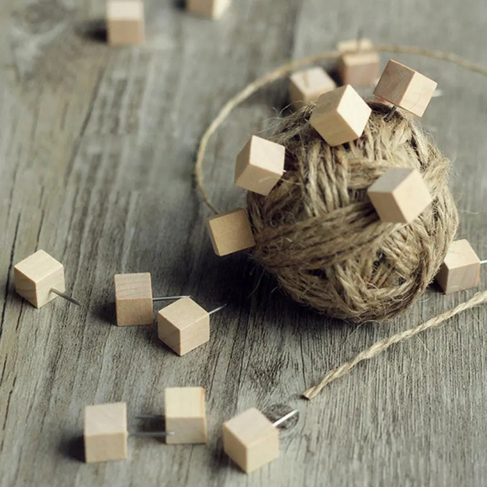 50개 나무 푸시핀, 금속 바늘형 헤드, 지도 표시, 포스터 걸이, 메모, 사진 디스플레이, 창의적인 활용에 적합