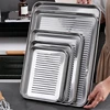 1Pcs Stainless Steel Baking Tray Rectangular Food Storage Pans BBQ Seafood Fruits Plate Kitchen Accessories 3