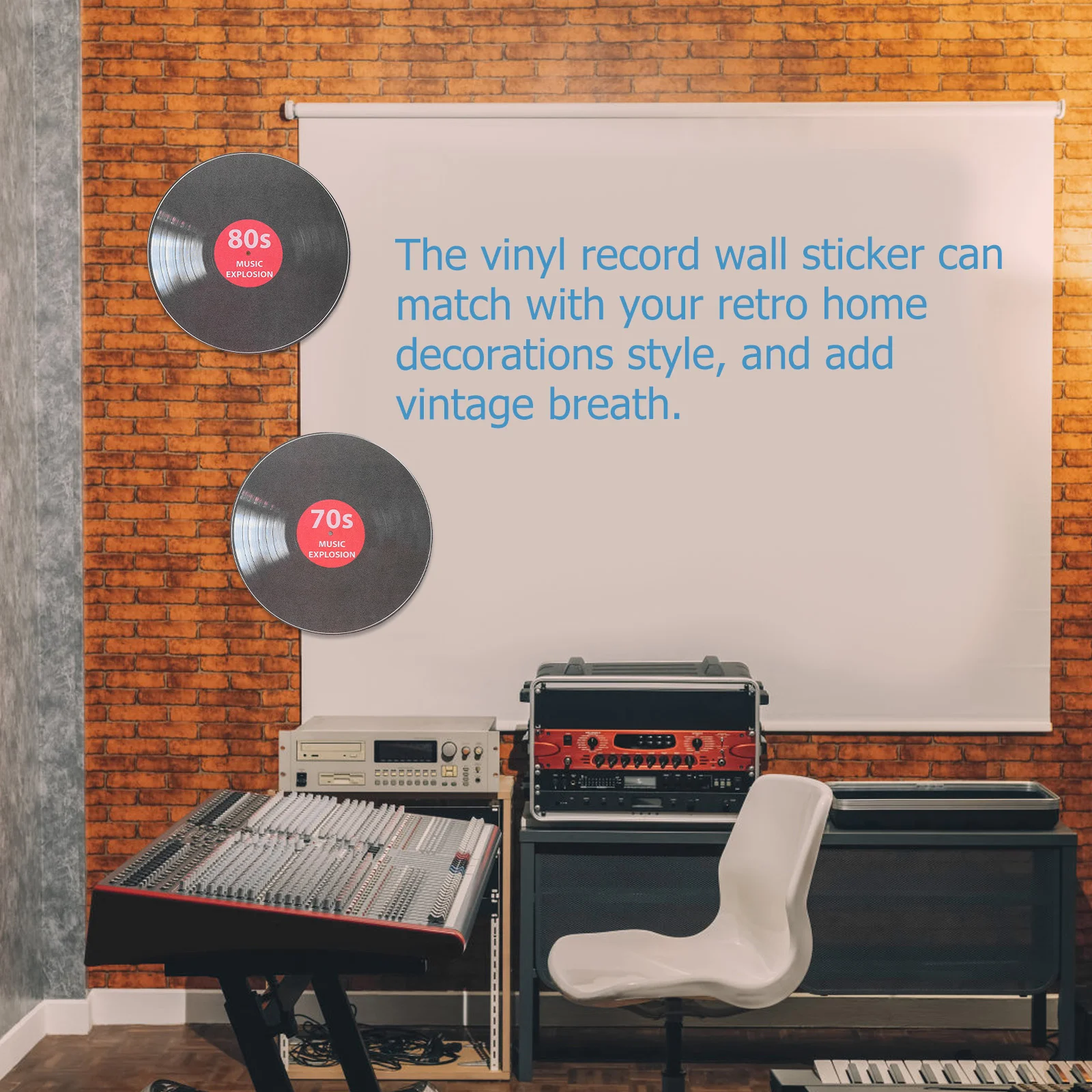 8 Pcs Vinyl Record Wall Stickers 245x245mm Retro Music Decor For Bedroom Living Room Cafe Decals Home naments