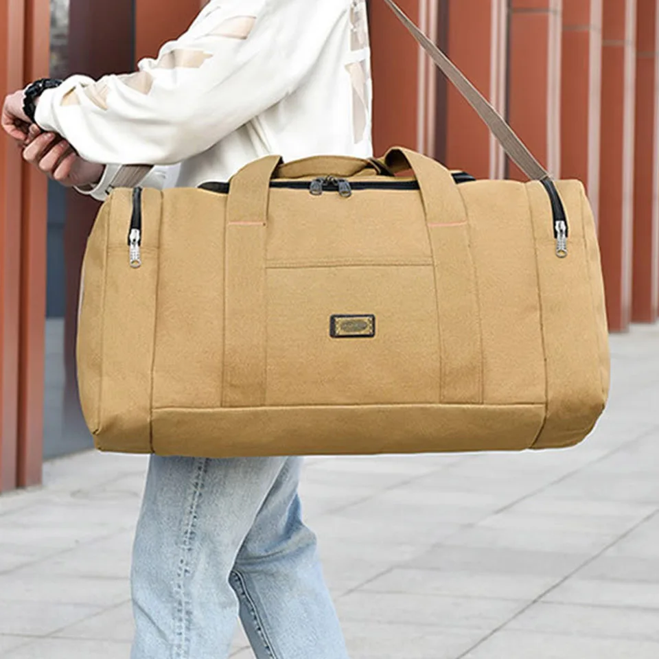 Large Capacity Canvas Men's Handheld Travel Bag Korean Edition High Quality Foldable Boarding Luggage Bag For Business Travel