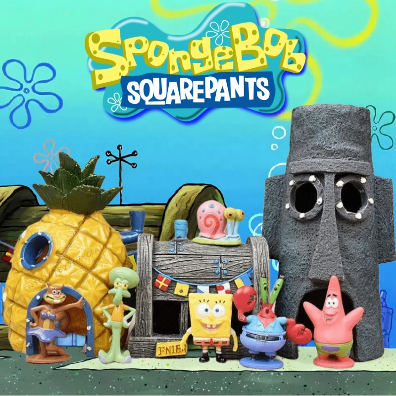 Anime sponge-bobs mini modelů akce figur kreslený mini panenek dekorace terénní akvárium příslušenství děti dárky sada