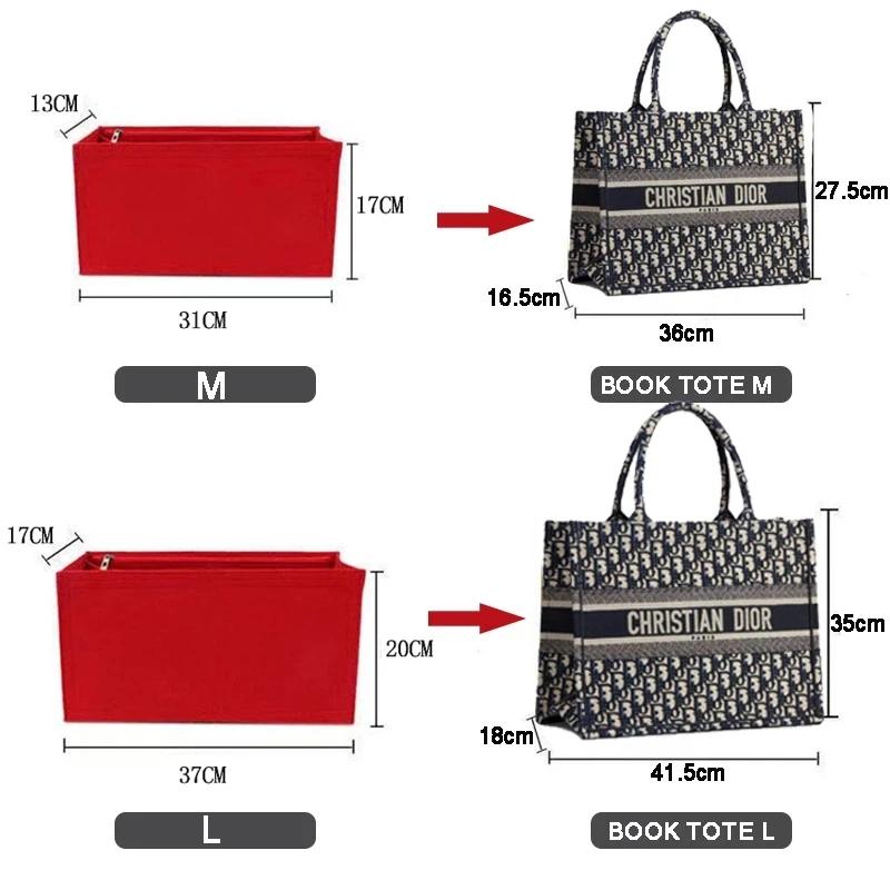 dior book tote size cm