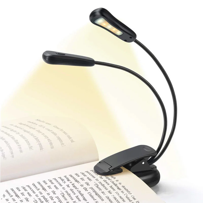 

USB LED E-book Reading Lamp Clip On Book LED Reading Light Portable Rechargeable Book Light Mini Adjustable Night Light