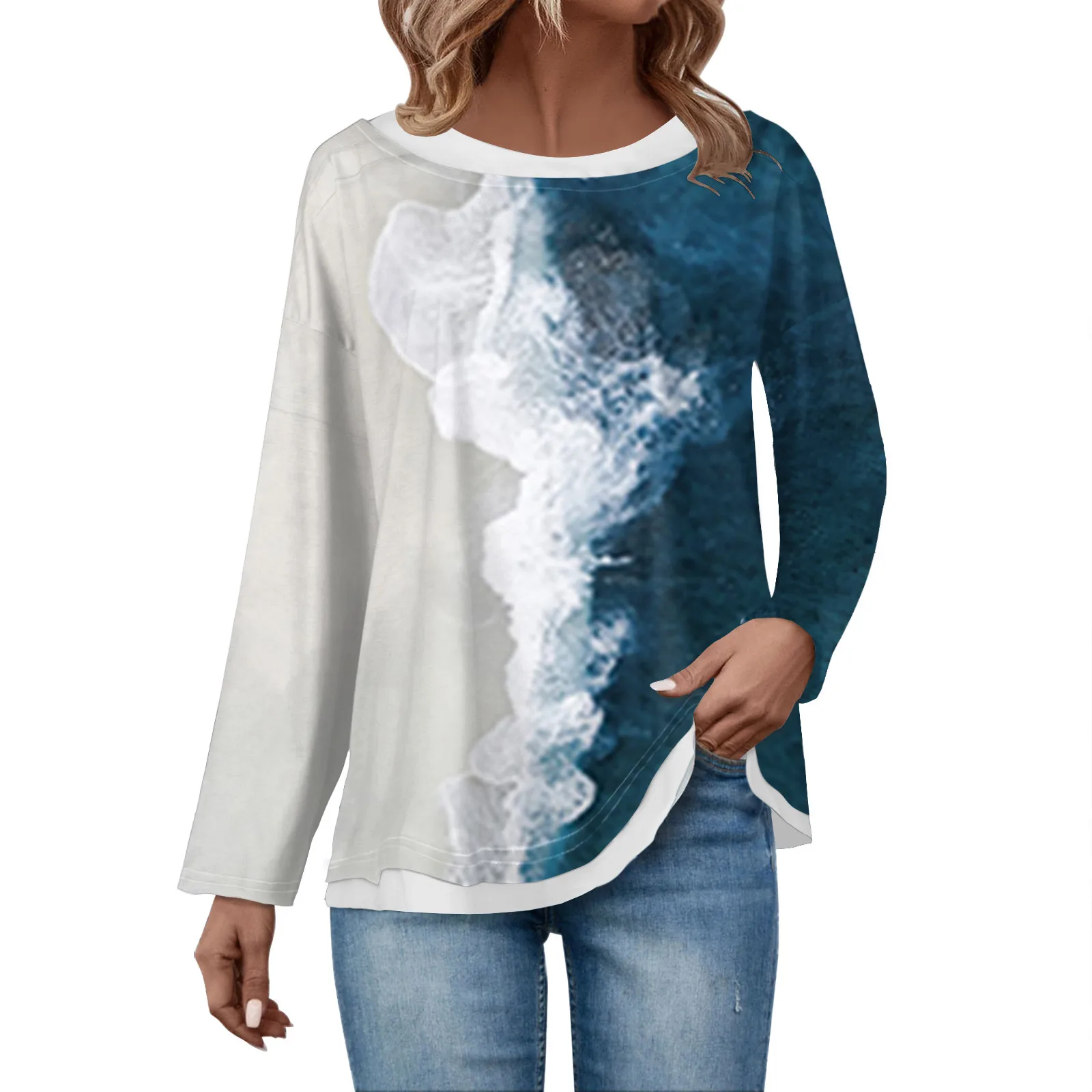 

Женский свитшот с длинным рукавом, свободный Универсальный пуловер большого размера в стиле ретро, осень 2023