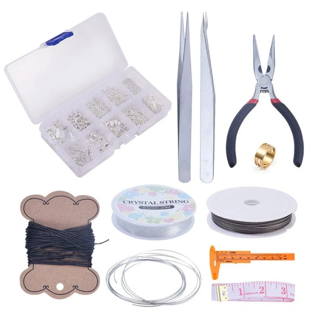 Adult Jewelry Making Kit, Diy Jewelry Making Supplies With Jewelry Making  Tools: Mini Round Nose Pliers, Long Nose Pliers, Diagonal Pliers And  Tweezers; Beading Needle, Measuring Tape; Jewelry Wire, Chain; Earring  Hooks