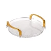 Acrylic Clear Round Serving Tray Bathroom Vanity Tray Decorative Tray With Golden Handle For Coffee Table Office 6