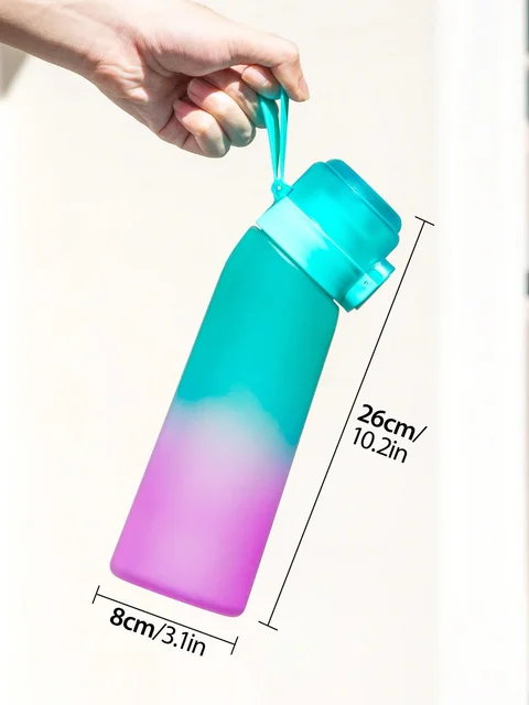 1pc Gradient Air Water Bottle With 1PC Random Bear Shape Scented Flavor Pods Drinks Bottles Outdoor 0 Sugar 0 Calorie Water Cup 6