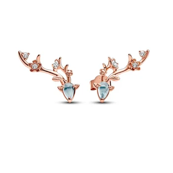 Pendientes de ciervo de oro rosa de plata 1