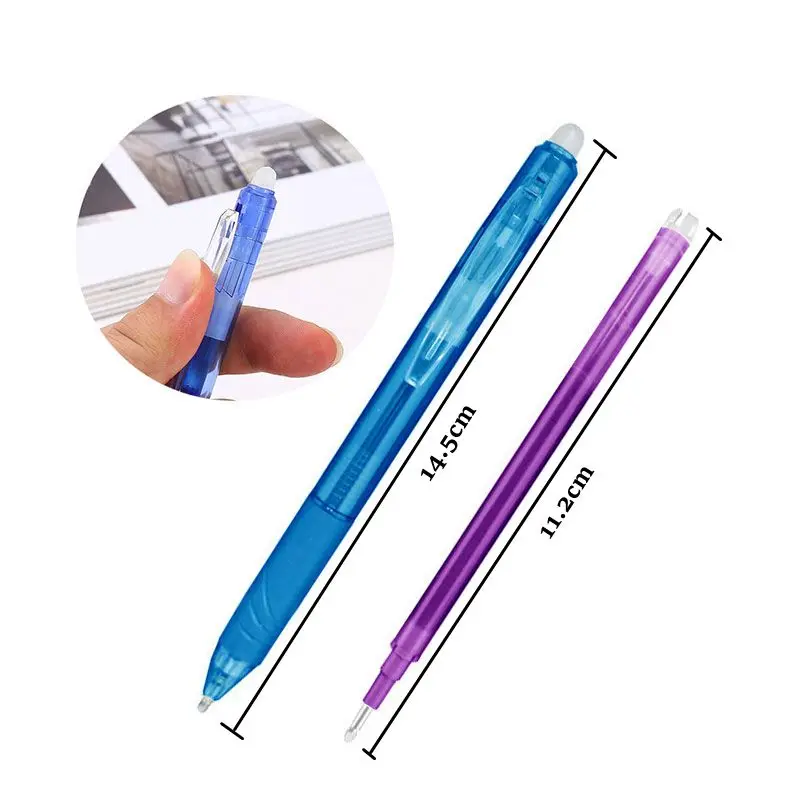 0.7mm Magic Erasable Pen Press Gel Pen Set 8 Colors Erasable Refill Rod Gel Ink Stationery Retractable Pens Washable Handle Rod