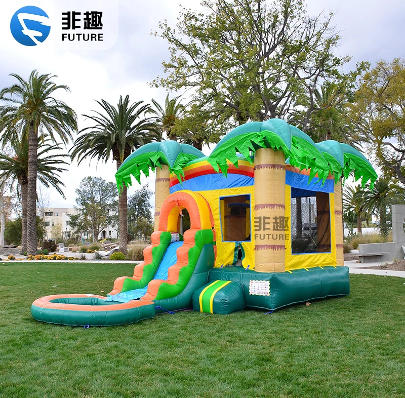 Tropical Jungle Indoor And Outdoor Amusement Park Children's Bouncing Slide, Inflatable Castle Slide