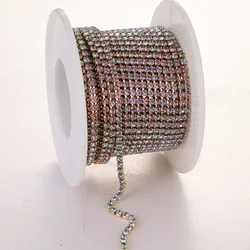 Opal Glass Rhinestone Trim in Pink, Green, and Blue - 1 Yard for DIY Wedding Dress Decoration (Gold Purple Light)