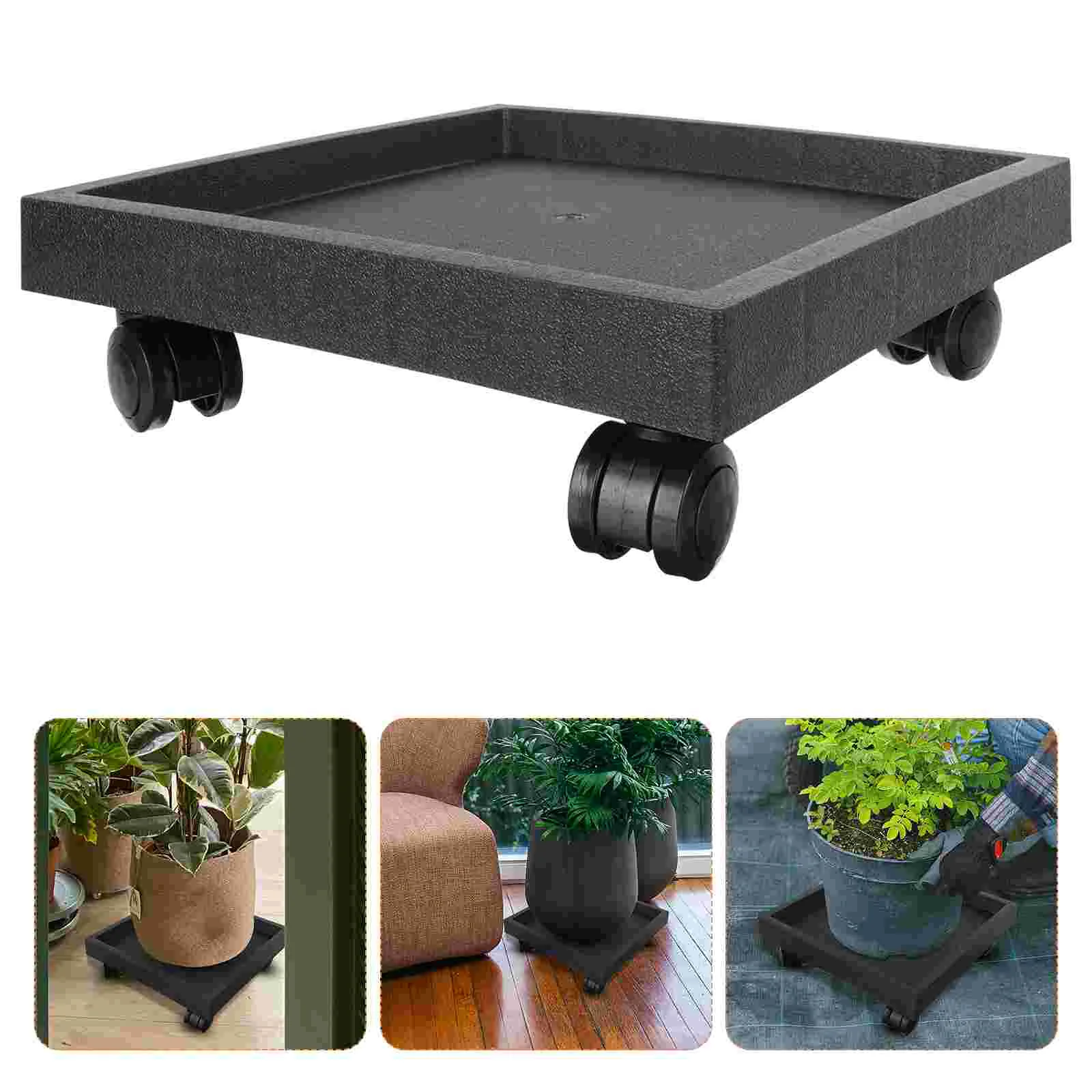 

Flower Pot Tray Flowerpot Holder with Movable Wheels Indoor Plant Pots Planter Pallet Outdoor