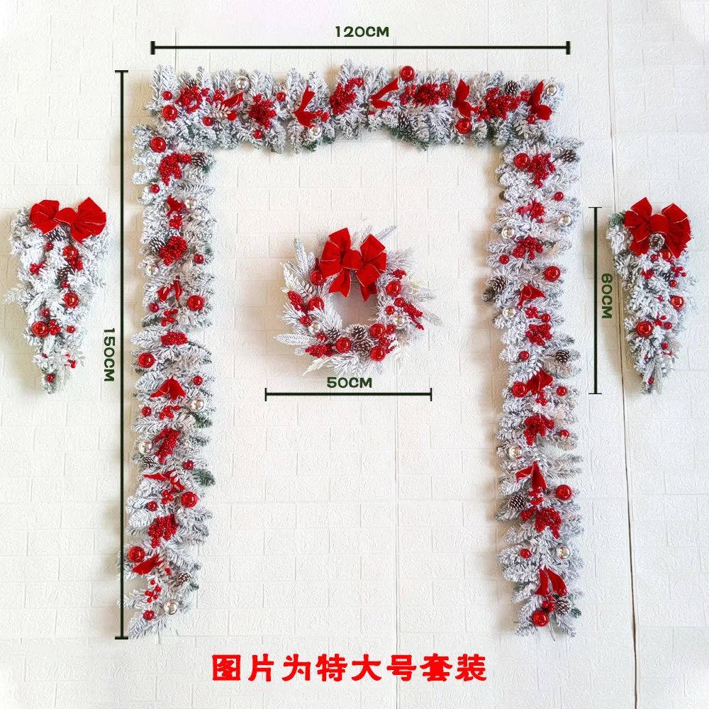 

Christmas Decorations Christmas Wreath 150cm Rattan Wreaths For Doors New Year Decorations Flower Garland Outdoor Home Decor