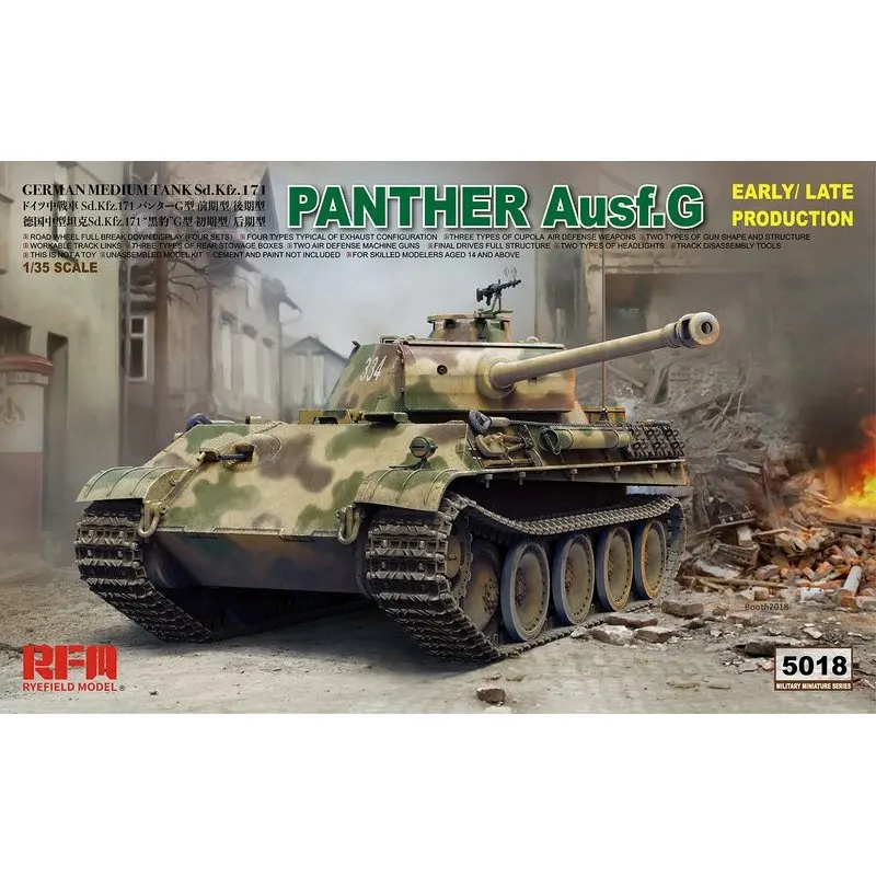 

Rye Field Model RFM RM-5018 1/35 German Panther Ausf.G Early/Late Production - Scale model Kit