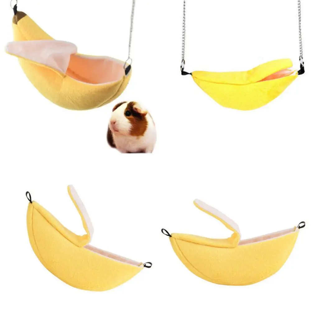 

Warm Small Animal Sleeping Bed Swing Toys Hanging Design Banana Hamster Hammock Rat Cage Pet House Nest Hammock Bunk Bed