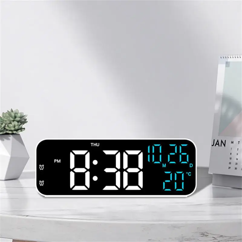 Large Digital Wall Clock wall clock digital wall clock Temperature And Humidity Week Display Brightness Adjustable Electronic LED Table Alarm Clock 12/24H