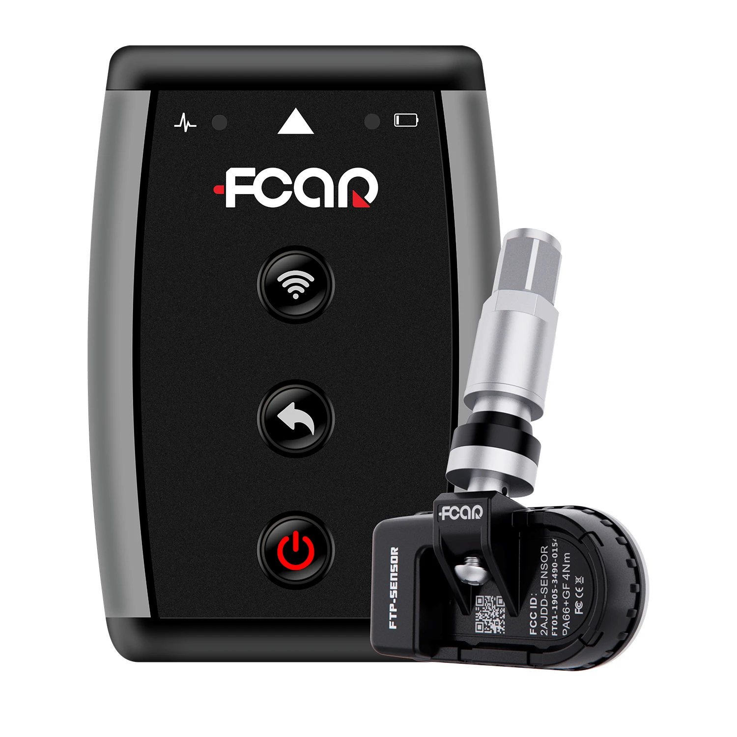 FTP-100 TPMS 타이어 압력 센서 키트, 블루투스 휴대용, 1PC 통신 박스 및 4PCs 센서, 스마트 자동차 도구