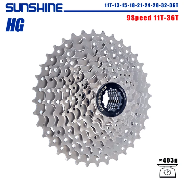 SUNSHINE Bicycle Cassette 8/9/10/11/12 Speed Mountain Bicycle Freewheel Bicycle Sprocket HyperGlide system For Shimano/SRAM 9 Speed 11T-36T