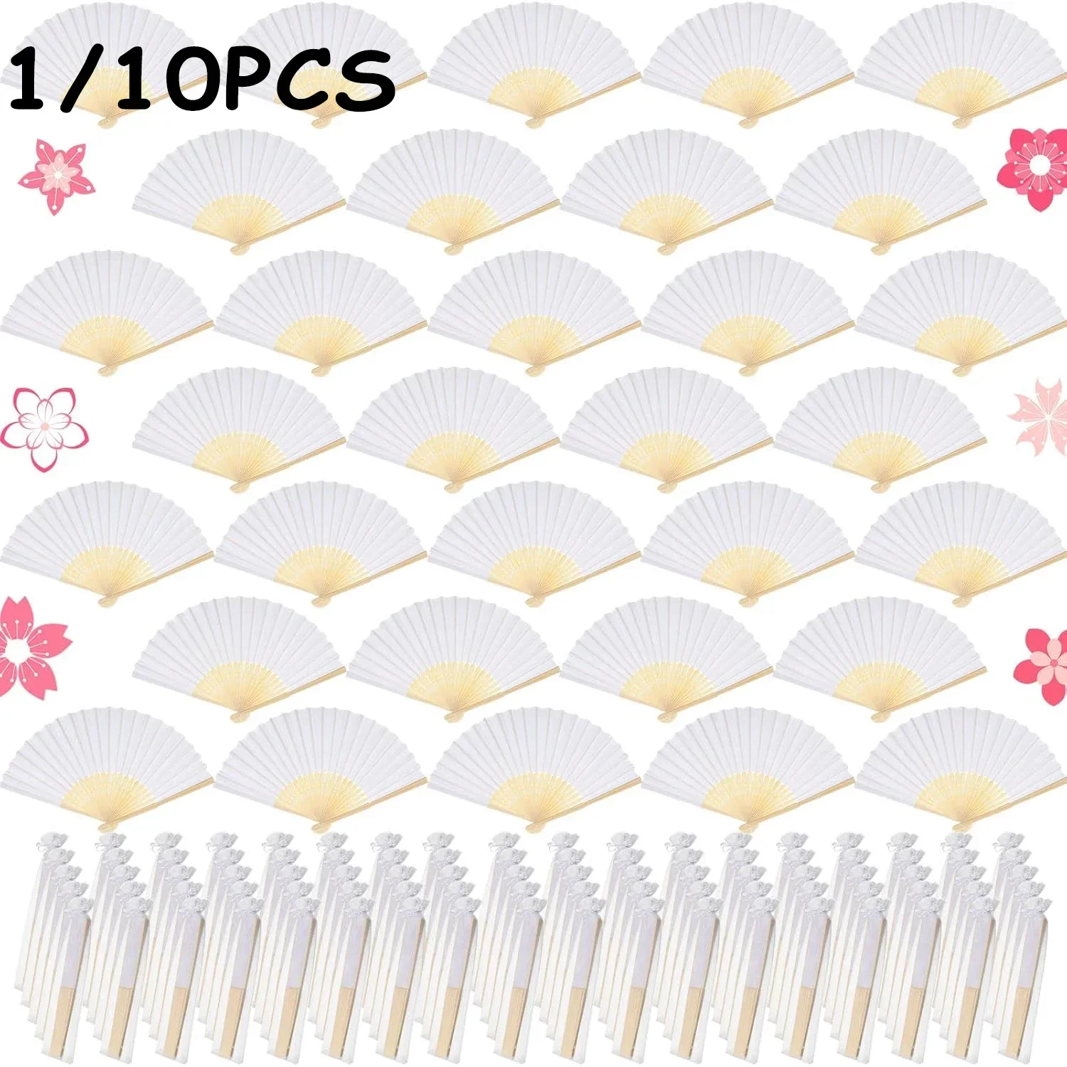 Foldable Paper Fans 1/10pcs DIY Portable Bamboo Design for Wedding Birthday Party Decor Gifts Home Room Accent portable fan folding fan hand fan