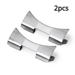 Curved End Stainless Steel Strap Adapter for Watch Bracelet Links (Multiple Sizes Available) (Silver)
