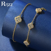 Bracelet trèfle à quatre feuilles porte-bonheur pour femme, en moissanite D-Color VVS1 certifiée Rrjzz, imitation diamant de laboratoire, coupe ronde 1
