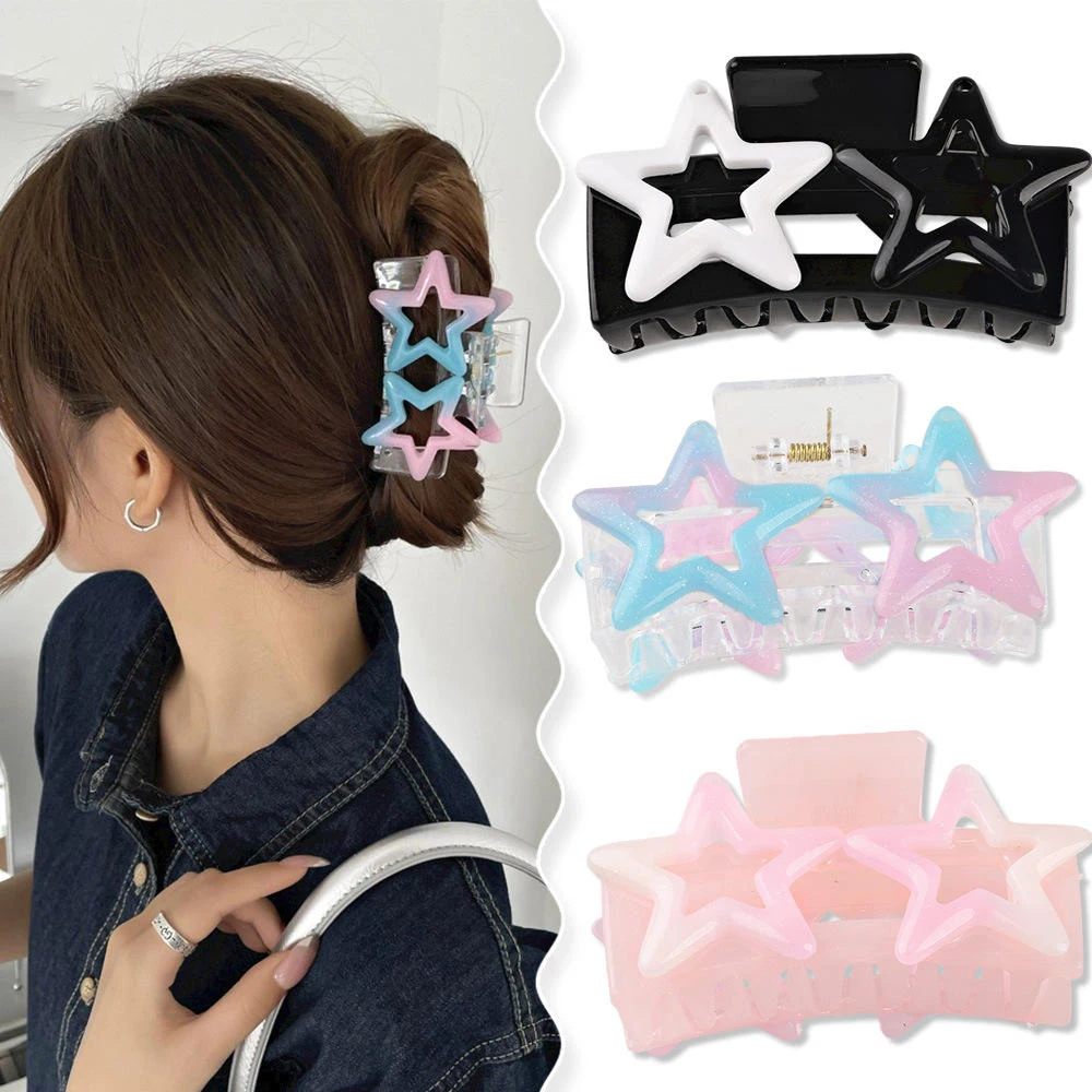 

Cool Girls Y2K Hair Clip Star Crab Hairpin Claw Acrylic Acetic Acid Shark Clip Fashion Hair Accessories Head Jewelry Headwear