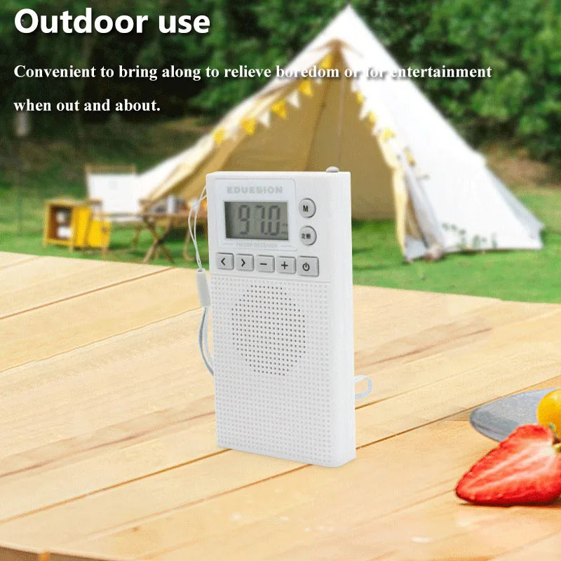 Mini Pocket FM Radio Battery Powered DSP Radios Receiver Built-in Speaker Hign Sensitivity with 3.5mm Headset Jack 64-108mhz