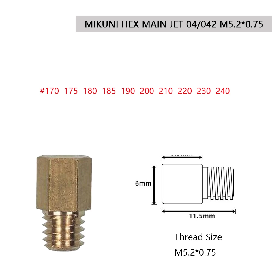 Mikuni Large Hex Main Jet, 4/042 Large Hex Main Jet Mikuni