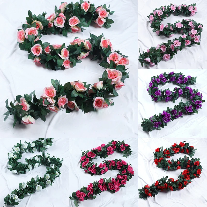 16 Heads Artificial Flower Garland Wedding Home Room Decoration Garden Arch DIY Wall Hanging