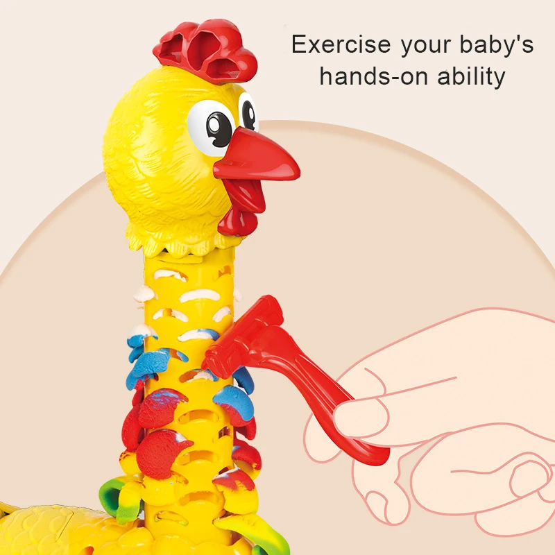 Dough Feather Chicken Toy Set For Kids Bald Hens Press To Grow Feather &Amp; Lay Eggs Dough Non-Toxic Nsv
