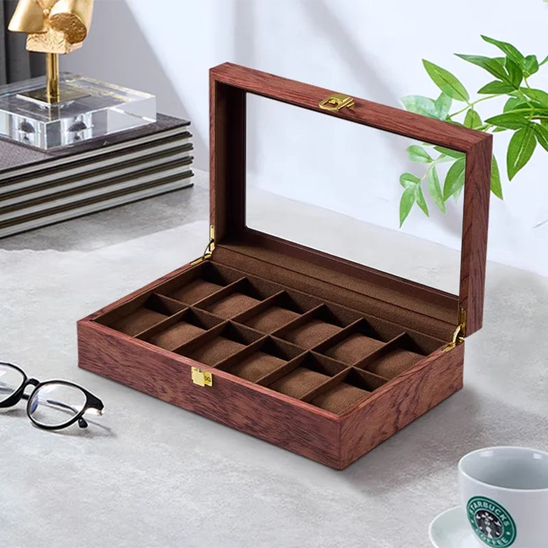 

Nordic Minimalism 12 Slots Men Jewelry Storage Vintage Wooden Watch Box Display Organizer Caja Almacenamiento