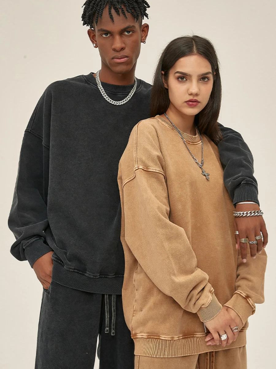 Sumuyoo Thin Round Neck Hoodie Pants Suits Women Chaopai Wash Water Guard Clothes  Fashion Sports Pullover Oversized Couple Set