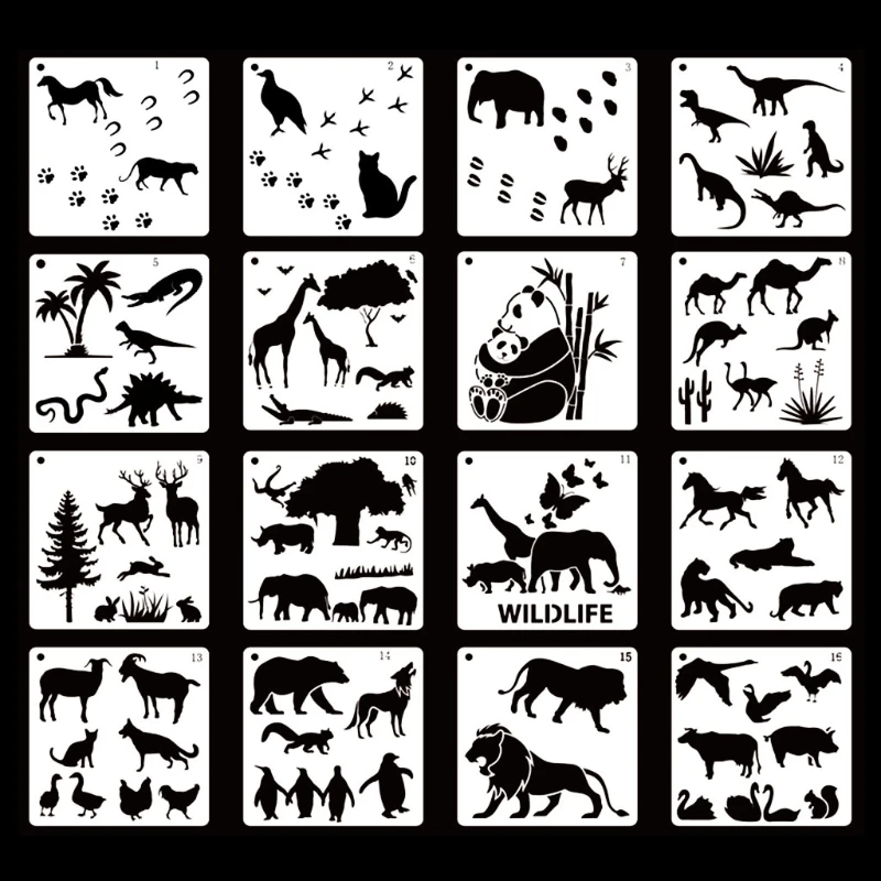 

H7EC 16 PCS/Pack Style Drawing Stencil Kit for School Home Party Decors