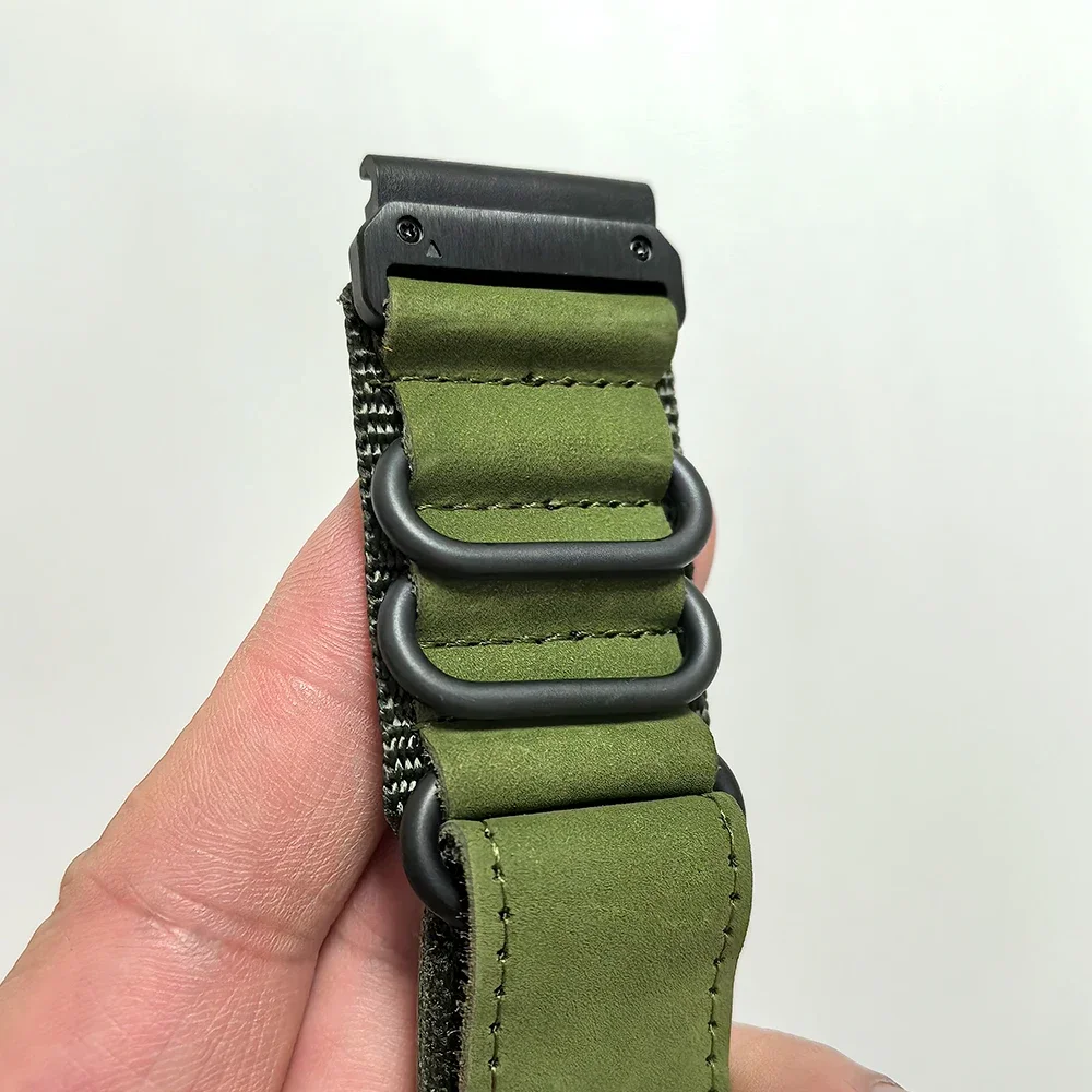 QuickFit 26mm Leather and Nylon Durable Watch Band Strap