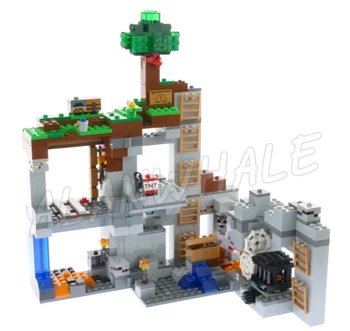 666pcs Game My World The Bedrock Cave Adventures lavafalls Spawning Function 10990 Building Blocks Toys