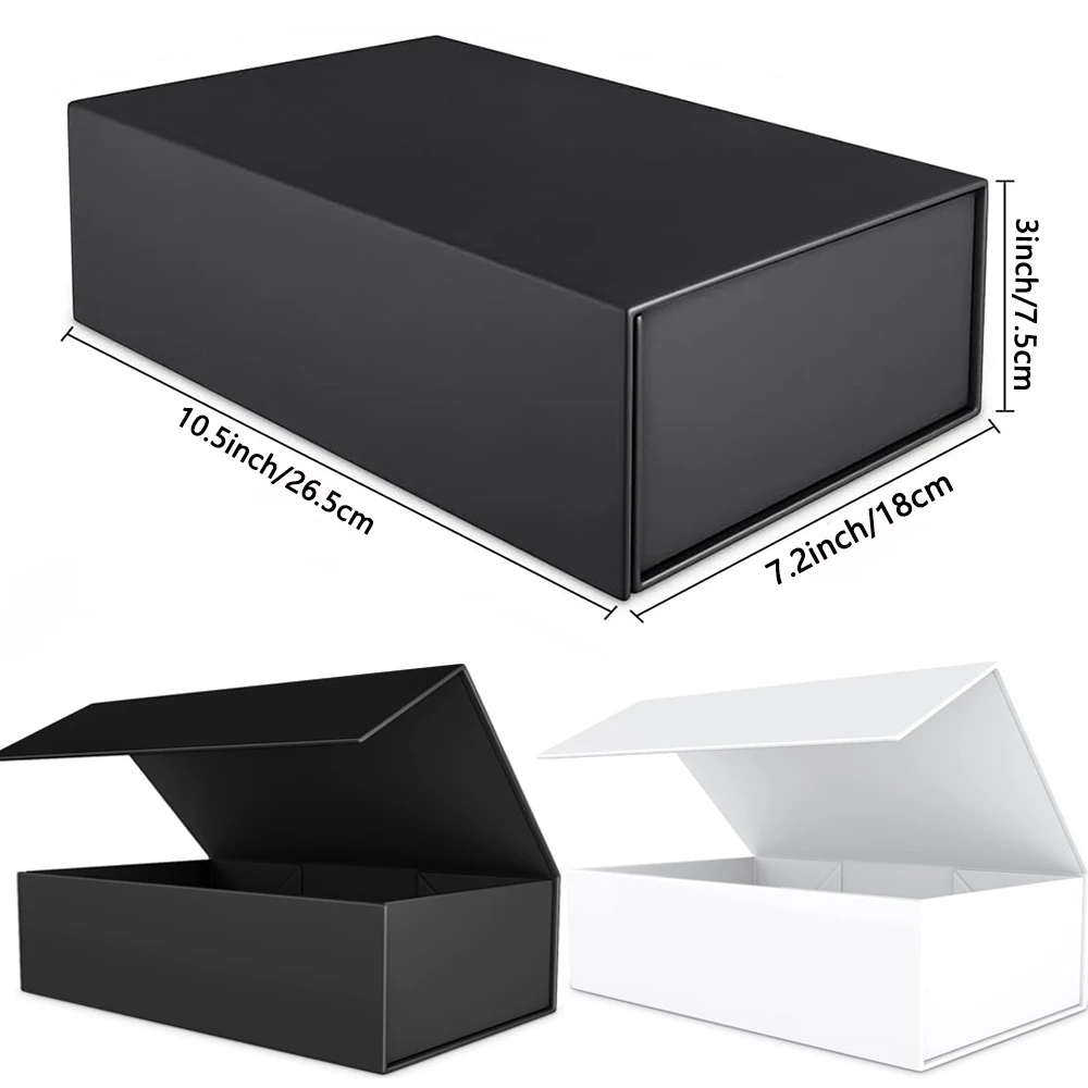 1pc Black Gift Box with Magnetic Lid for Present, Rectangular Collapsible Packaging Box... - SKU GBML1616 - UGI Packaging